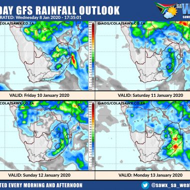 SA Weather Forecast, Alerts, Warnings, Advisories & UVB Index all provinces Thu 9 January 2020