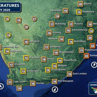 SA Weather Forecast, Alerts, Warnings, Advisories & UVB Index all provinces Sat 25 January 2020
