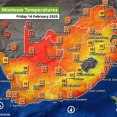 South Africa & Namibia Weather Forecast Maps Friday 14 February 2020