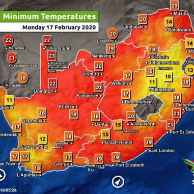 South Africa & Namibia Weather Forecast Maps Monday 17 February 2020