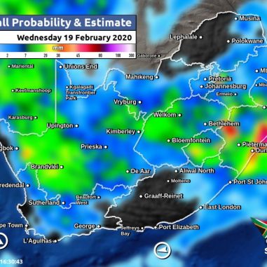 South Africa & Namibia Weather Forecast Maps Wednesday 19 February 2020
