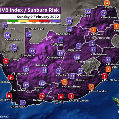 South Africa & Namibia Weather Forecast Maps Sunday 9 February 2020