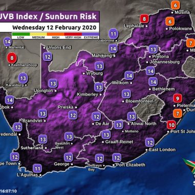 South Africa & Namibia Weather Forecast Maps Wednesday 12 February 2020