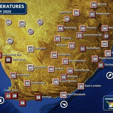 South Africa & Namibia Weather Forecast, Maps, Alerts, Warnings, Advisories & UVB Index all provinces Tue 4 February 2020