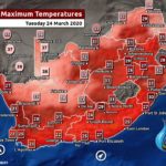 South Africa & Namibia Weather Forecast Maps Tuesday 24 March 2020