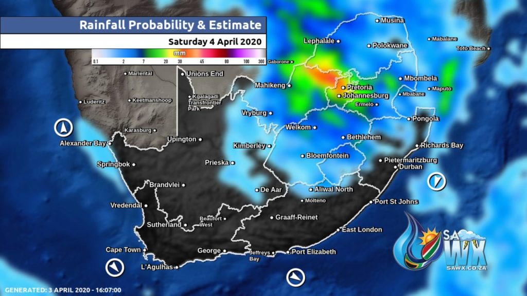 South Africa & Namibia Weather Forecast Maps Saturday 4 April 2020