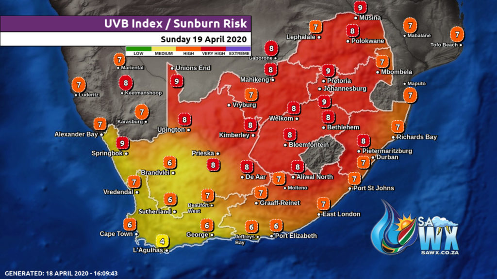 South Africa & Namibia Weather Forecast Maps Sunday 19 April 2020