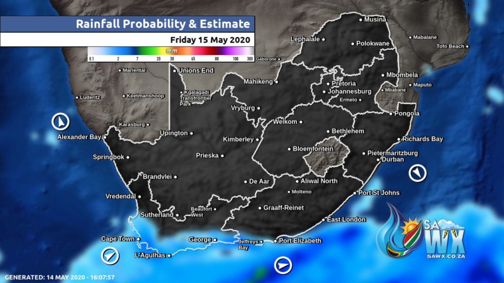 South Africa & Namibia Weather Forecast Maps Friday 15 May 2020