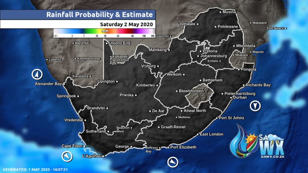 South Africa & Namibia Weather Forecast Maps Saturday 2 May 2020