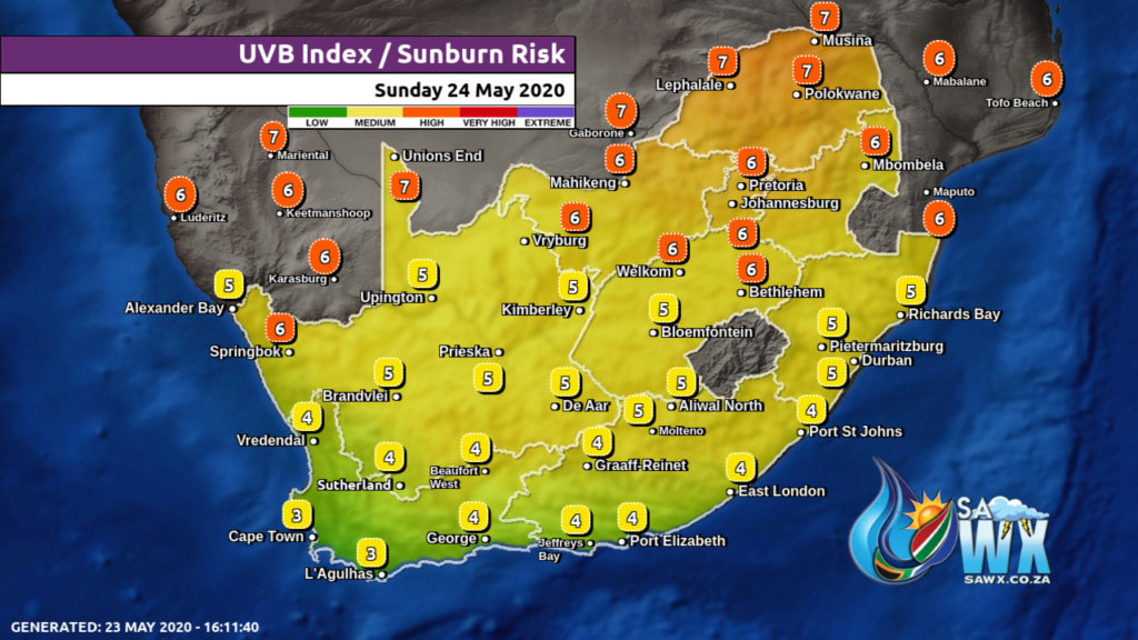 South Africa & Namibia Weather Forecast Maps Sunday 24 May 2020