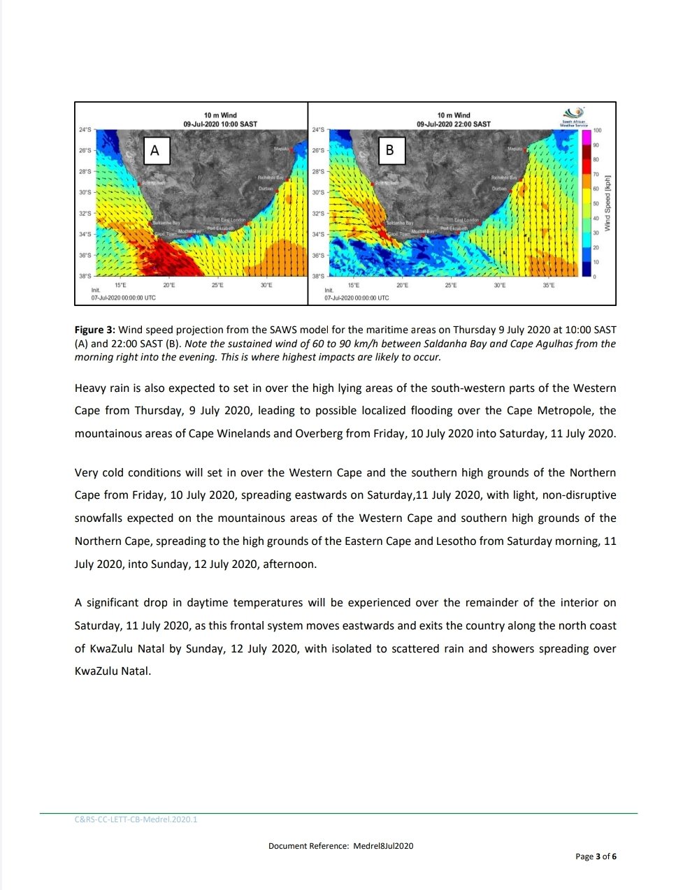media release 2 cold fronts to bring bitterly cold weather and snow to South Africa #coldfront
