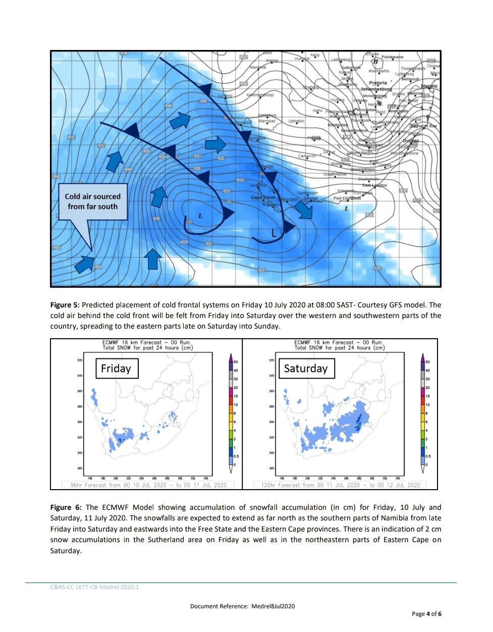 media release 2 cold fronts to bring bitterly cold weather and snow to South Africa #coldfront