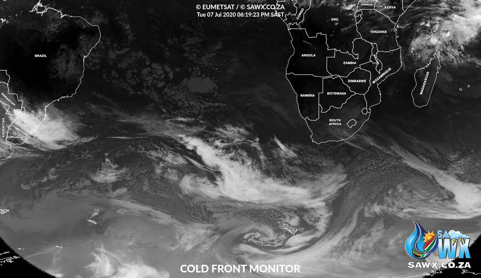 Spectacular Satellite images of the Mammoth Cold Front heading to South Africa 2