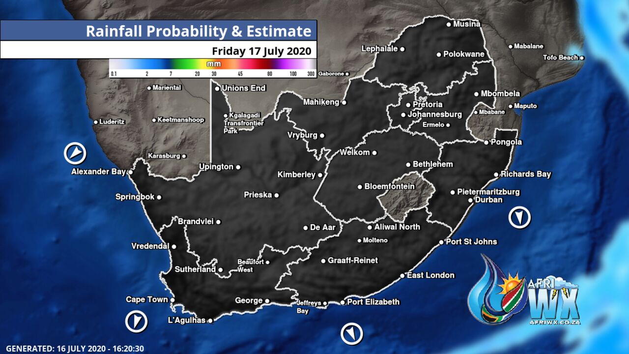 South Africa & Namibia Weather Forecast Maps Friday 17 July 2020