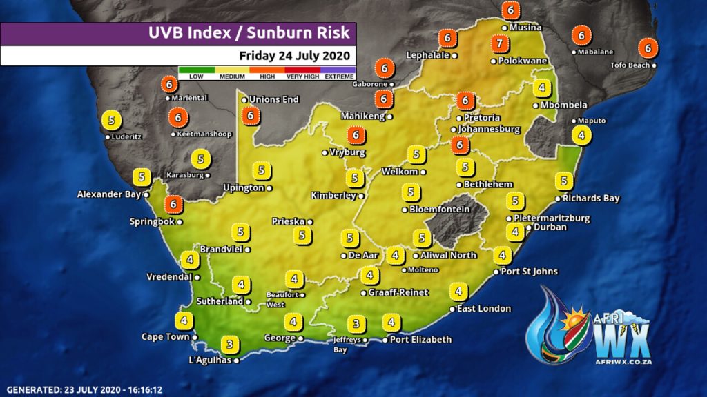 South Africa & Namibia Weather Forecast Maps Friday 24 July 2020