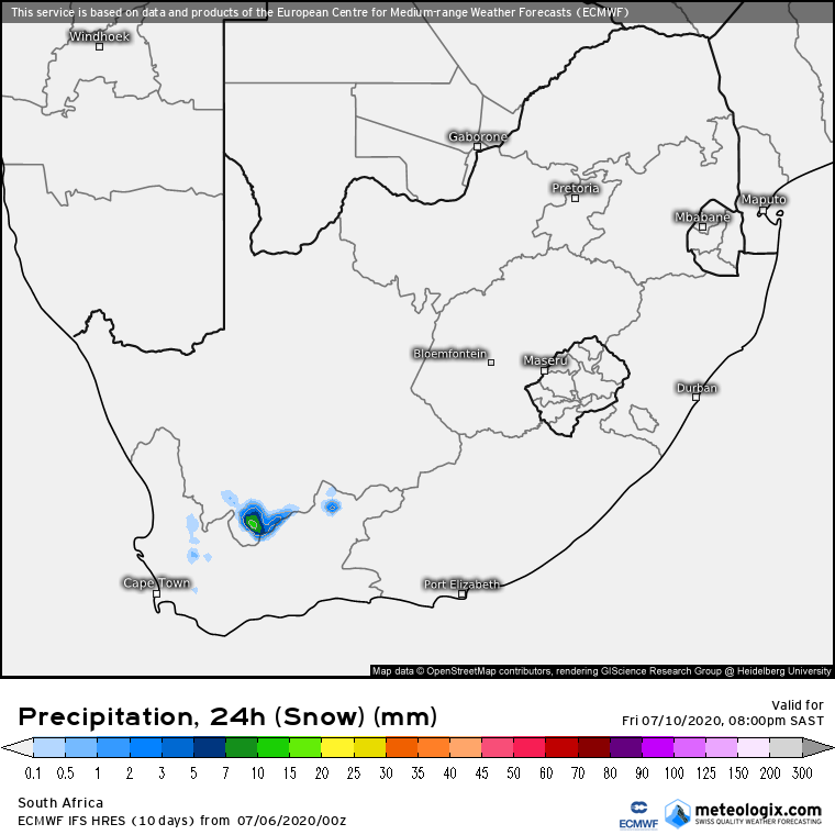 snow and weather report and forecast for south africa and lesotho