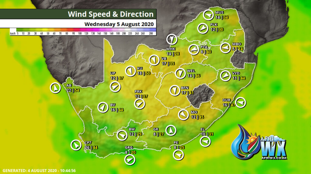 wind forecast maps for southern africa