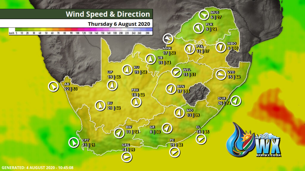 wind forecast maps for southern africa