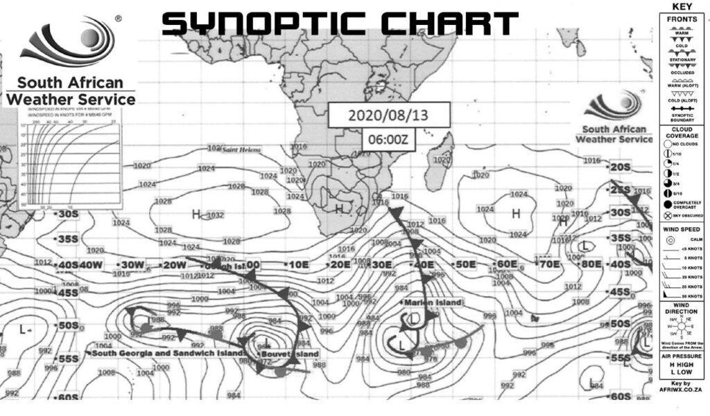 synoptic weather map from south african weather service