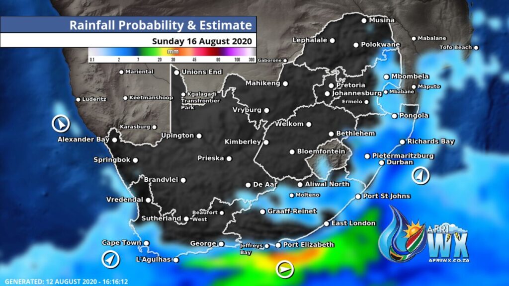 rainfall weather map for south africa