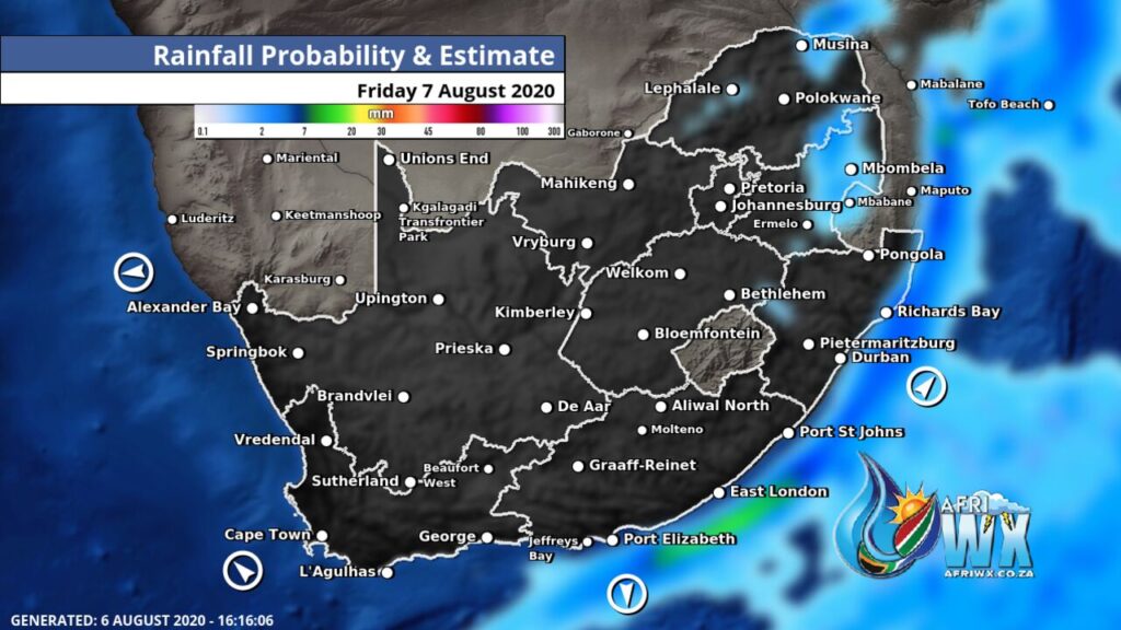South Africa & Namibia Weather Forecast Maps Friday 7 August 2020