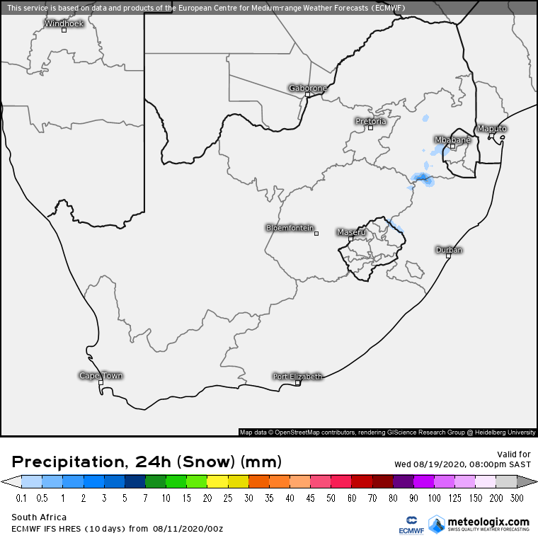snow for free state, north west, gauteng and mpumalanga