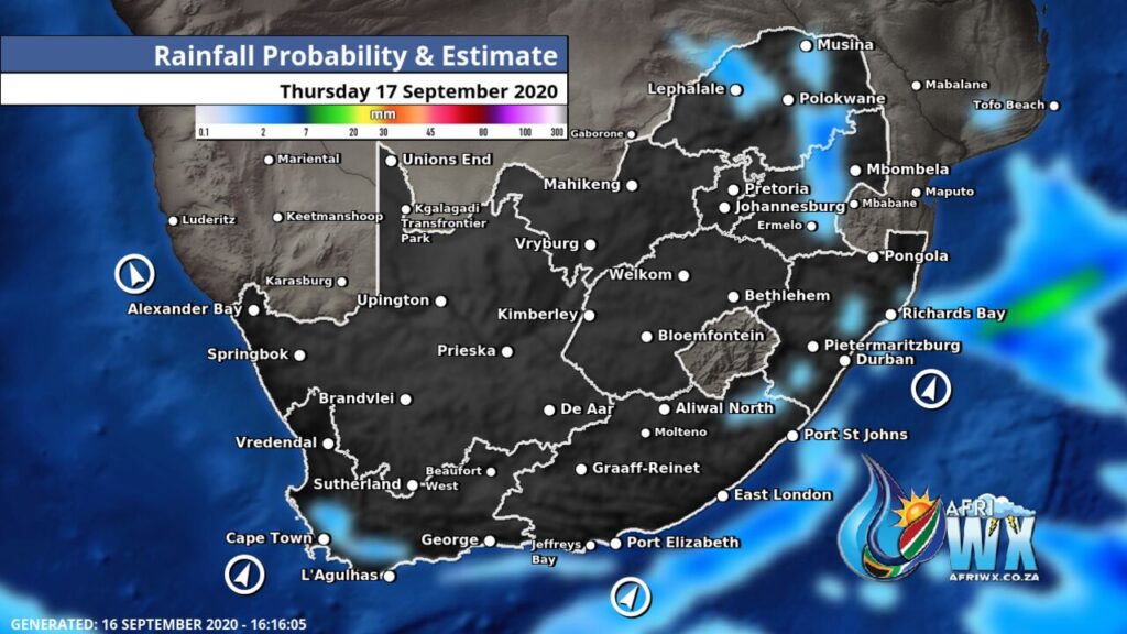 South Africa & Namibia Weather Forecast Maps Thursday 17 September 2020
