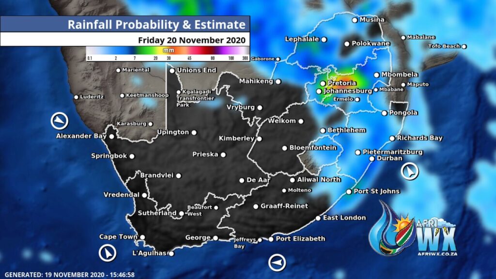 South Africa & Namibia Weather Forecast Maps Friday 20 November 2020