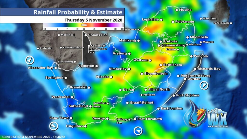 South Africa & Namibia Weather Forecast Maps Thursday 5 November 2020