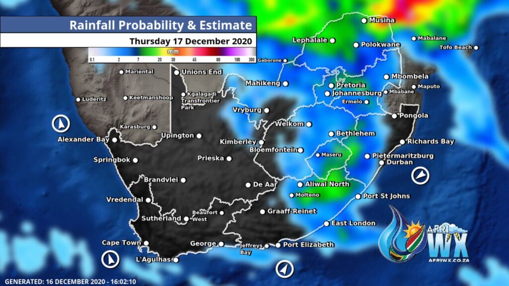 South Africa & Namibia Weather Forecast Maps Thursday 17 December 2020