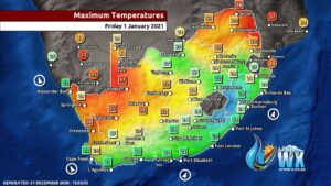 South Africa & Namibia Weather Forecast Maps Friday 1 January 2021