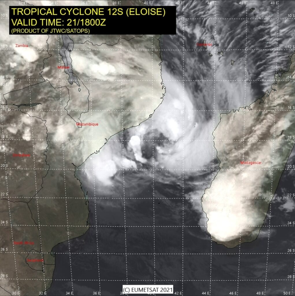 Severe tropical storm cyclone Eloise satellite image