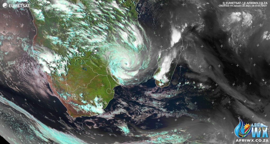 Tropical storm cyclone Eloise making landfall with Beira Mozambique
