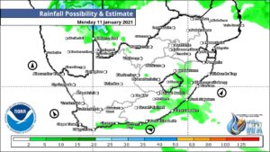 South Africa Namibia & Botswana Weather Forecast Maps Monday 11 January 2021