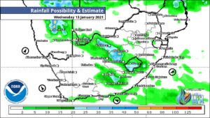 South Africa Namibia & Botswana Weather Forecast Maps Wednesday 13 January 2021