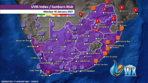 South Africa Namibia & Botswana Weather Forecast Maps Monday 18 January 2021