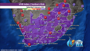 South Africa Namibia & Botswana Weather Forecast Maps Saturday 9 January 2021