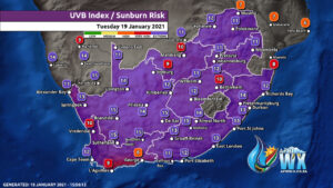 South Africa Namibia & Botswana Weather Forecast Maps Tuesday 19 January 2021