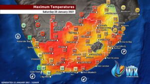 Southern Africa Weather Forecast Maps Saturday 23 January 2021