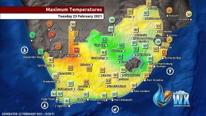 Southern Africa Weather Forecast Maps Tuesday 23 February 2021