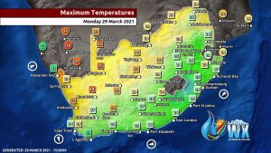 Southern Africa Weather Forecast Maps Monday 29 March 2021