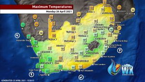 Southern Africa Weather Forecast Maps Monday 26 April 2021