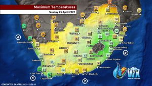 Southern Africa Weather Forecast Maps Sunday 25 April 2021