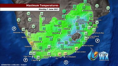 Southern Africa Weather Forecast Maps Monday 7 June 2021