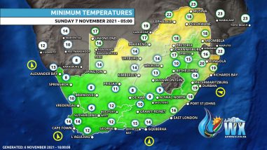 Southern Africa Weather Forecast Maps Sunday 7 November 2021