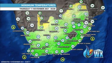 Southern Africa Weather Forecast Maps Thursday 11 November 2021