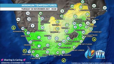 Southern Africa Weather Forecast Maps Tuesday 30 November 2021