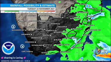 Southern Africa Weather Forecast Maps Tuesday 23 November 2021