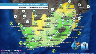 Southern Africa Weather Forecast Maps Monday 13 December 2021