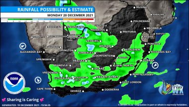 Southern Africa Weather Forecast Maps Monday 20 December 2021